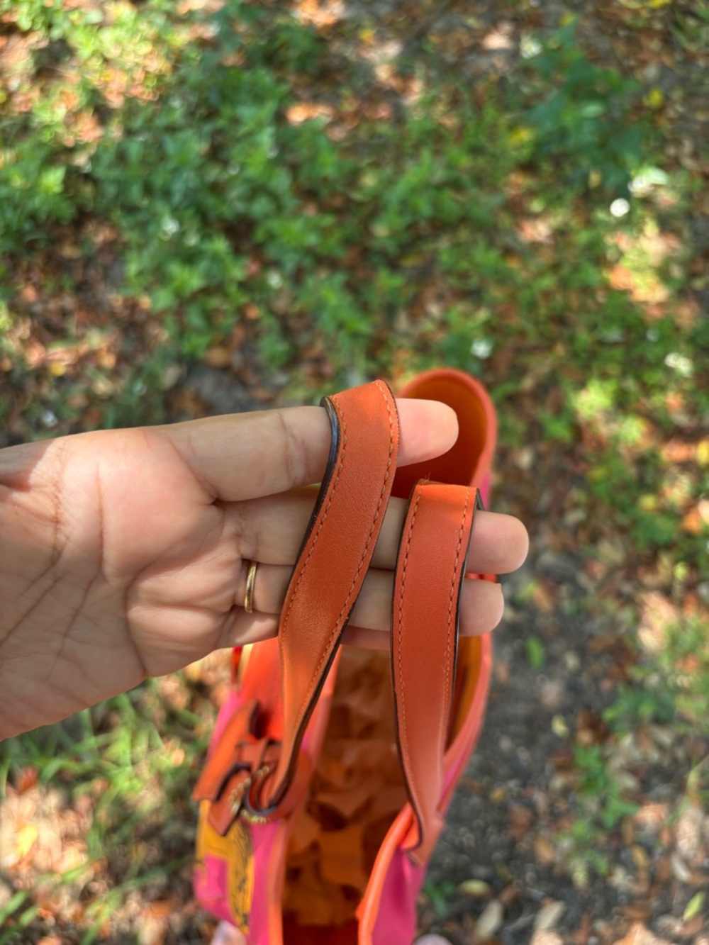 Coach Pink and Orange Graphic Canvas Tote - Picture 8 of 11